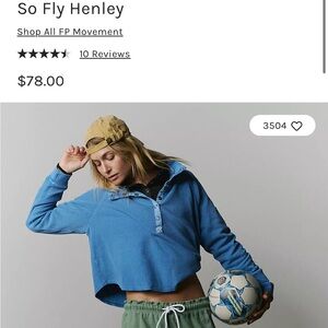 Free People FP Movement So Fly Blue Henley Top